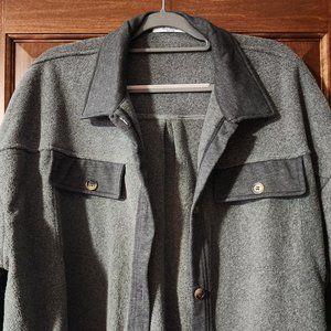 Shift In the Wind Charcoal Grey Fleece Shacket